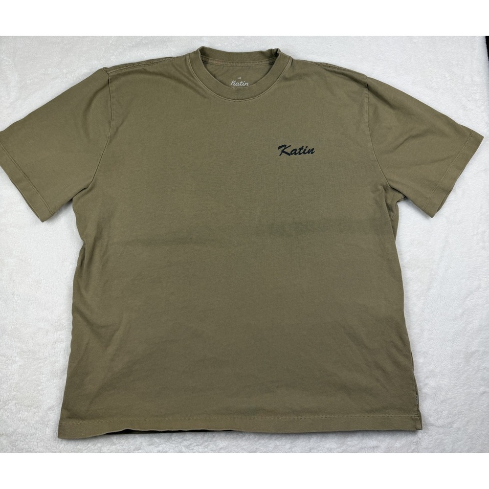 Katin Mens Large Olive Green Working Hard Hardly Working Graphic T-Shirt